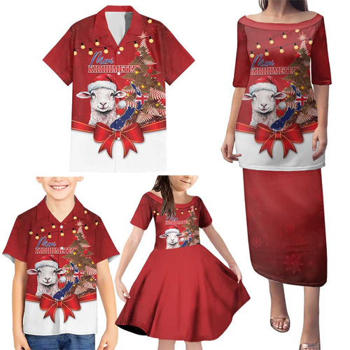 Personalized New Zealand Sheep Christmas Family Matching Puletasi and Hawaiian Shirt Hipi Meri Kirihimete Silver Fern Xmas Tree - Aussie Hoodie
