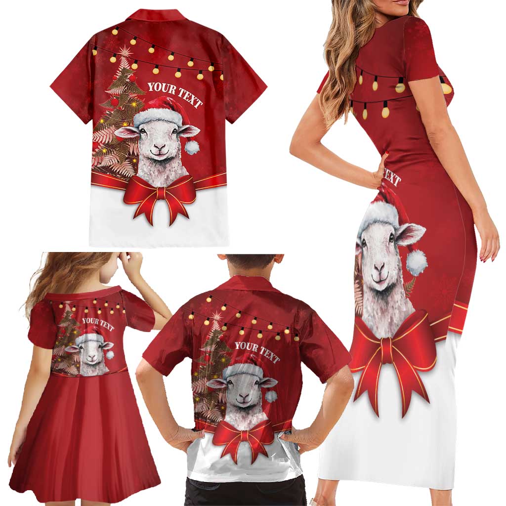 Personalized New Zealand Sheep Christmas Family Matching Short Sleeve Bodycon Dress and Hawaiian Shirt Hipi Meri Kirihimete Silver Fern Xmas Tree - Aussie Hoodie