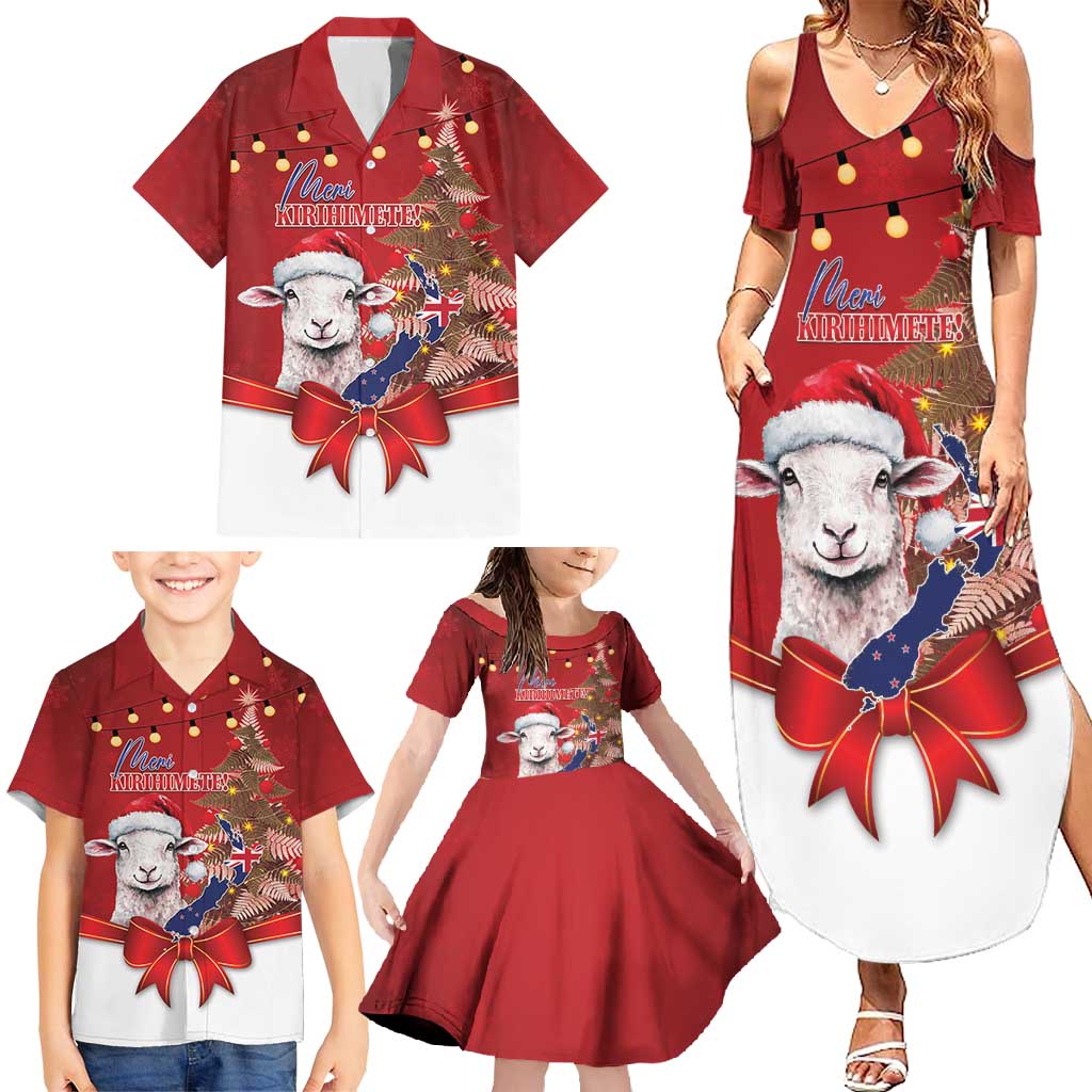 Personalized New Zealand Sheep Christmas Family Matching Summer Maxi Dress and Hawaiian Shirt Hipi Meri Kirihimete Silver Fern Xmas Tree - Aussie Hoodie