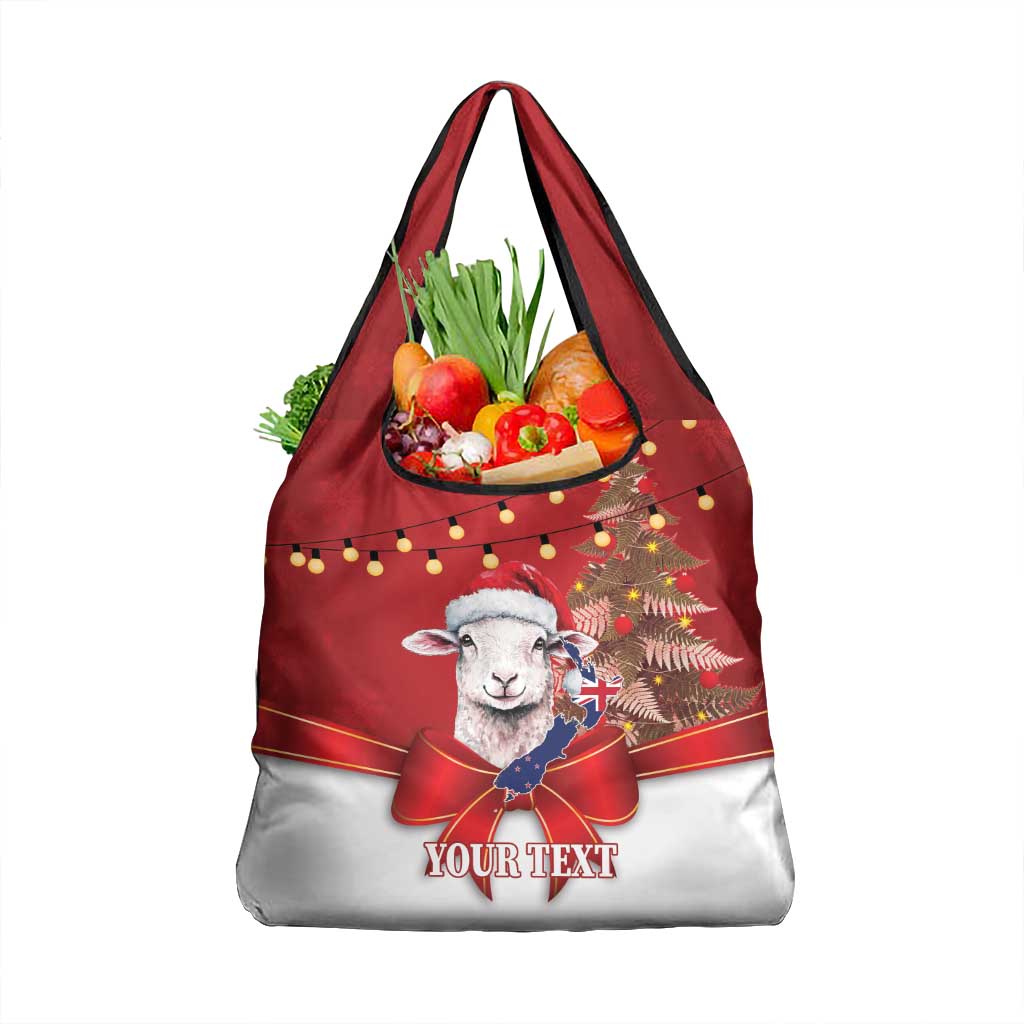 Personalized New Zealand Sheep Christmas Grocery Bag Hipi Meri Kirihimete Silver Fern Xmas Tree - Aussie Hoodie