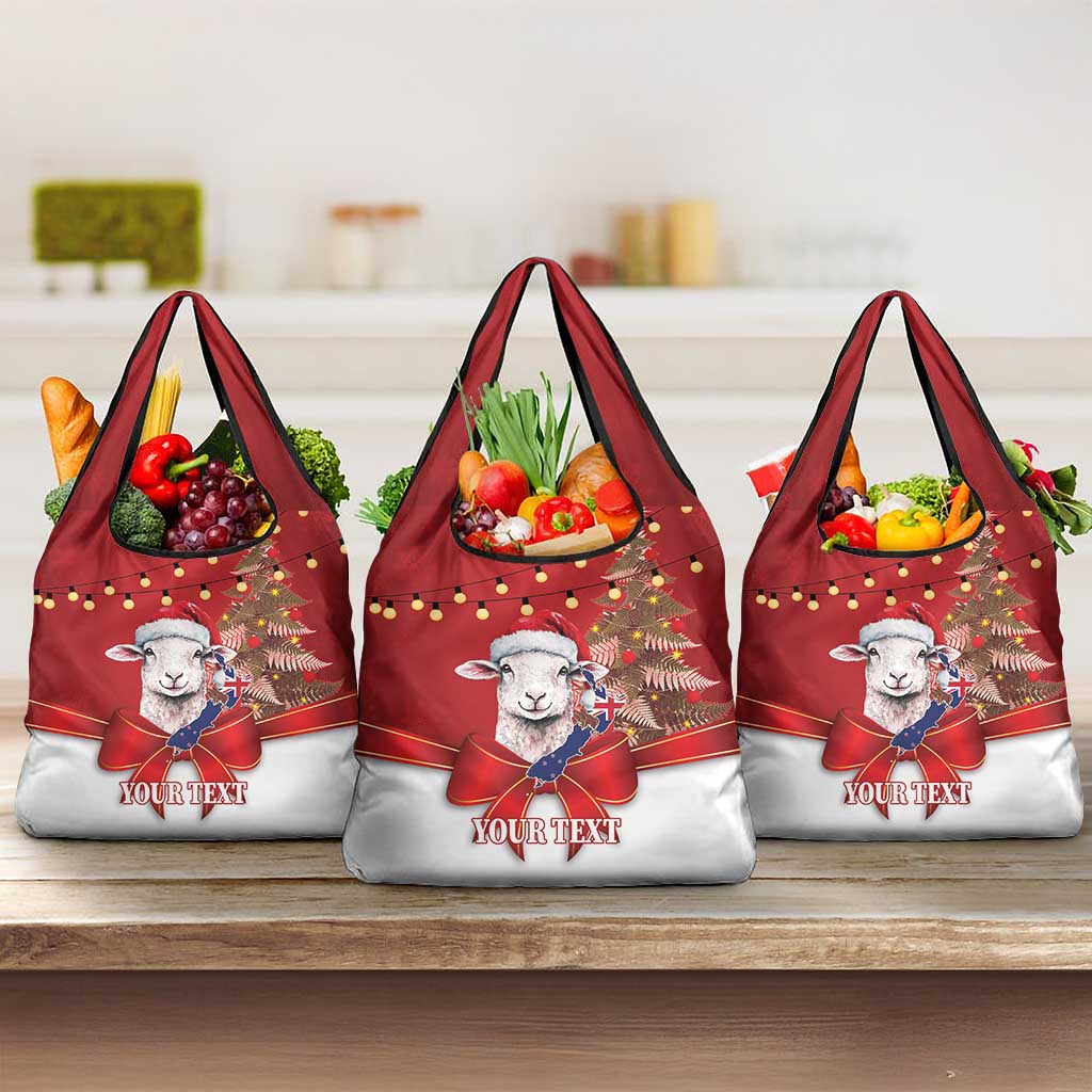 Personalized New Zealand Sheep Christmas Grocery Bag Hipi Meri Kirihimete Silver Fern Xmas Tree - Aussie Hoodie