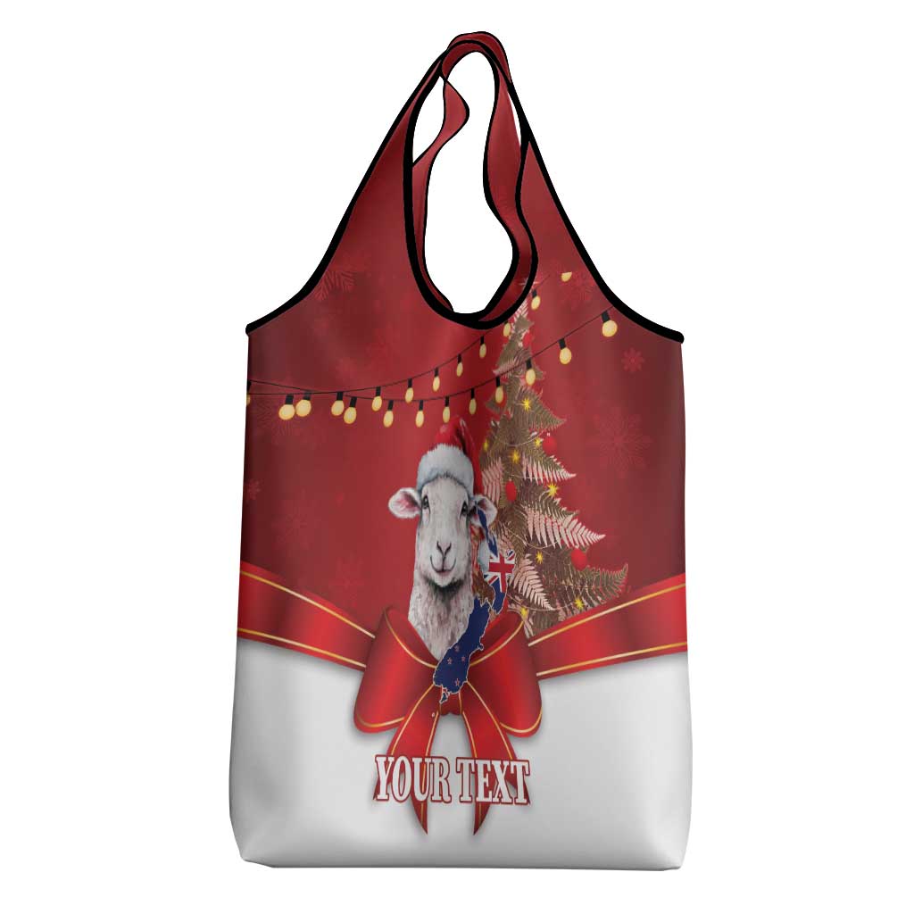 Personalized New Zealand Sheep Christmas Grocery Bag Hipi Meri Kirihimete Silver Fern Xmas Tree - Aussie Hoodie