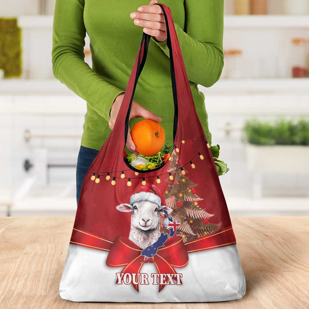 Personalized New Zealand Sheep Christmas Grocery Bag Hipi Meri Kirihimete Silver Fern Xmas Tree - Aussie Hoodie