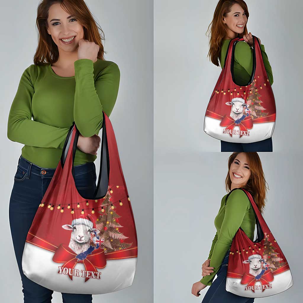 Personalized New Zealand Sheep Christmas Grocery Bag Hipi Meri Kirihimete Silver Fern Xmas Tree - Aussie Hoodie