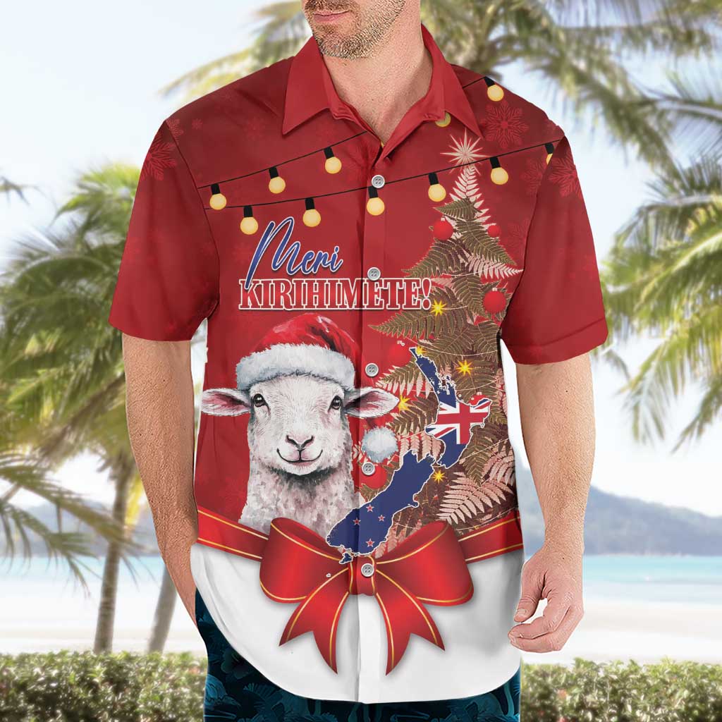 Personalized New Zealand Sheep Christmas Hawaiian Shirt Hipi Meri Kirihimete Silver Fern Xmas Tree - Aussie Hoodie