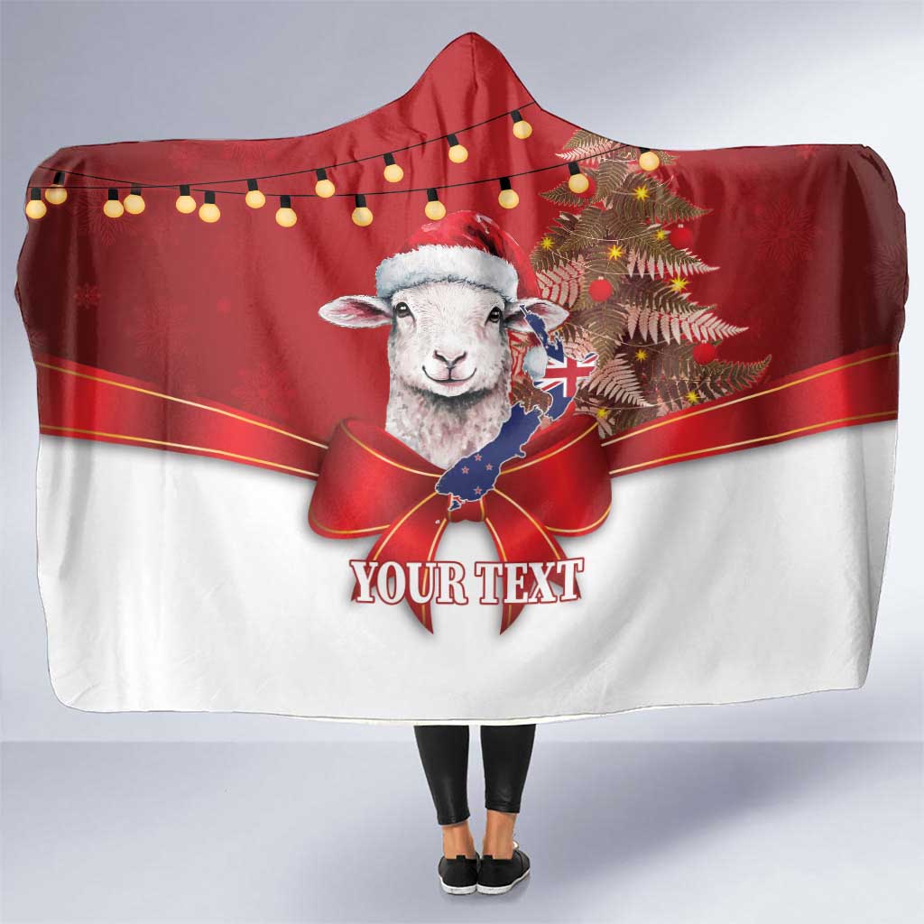 Personalized New Zealand Sheep Christmas Hooded Blanket Hipi Meri Kirihimete Silver Fern Xmas Tree - Aussie Hoodie