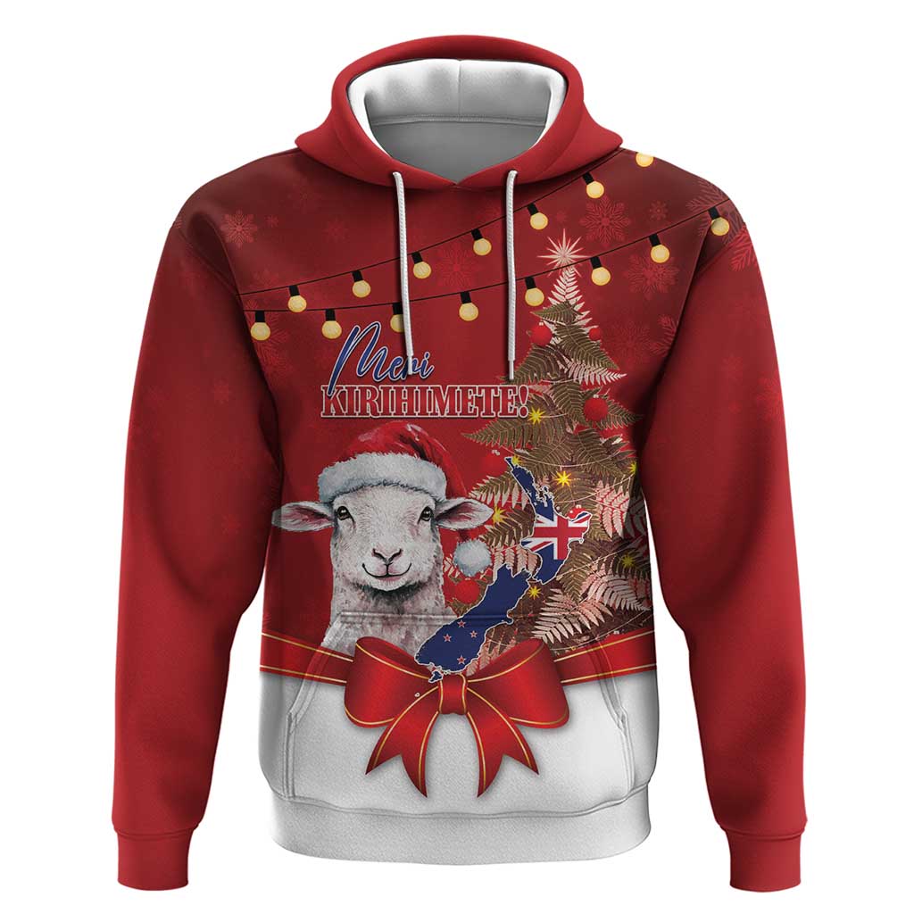 Personalized New Zealand Sheep Christmas Hoodie Hipi Meri Kirihimete Silver Fern Xmas Tree - Aussie Hoodie