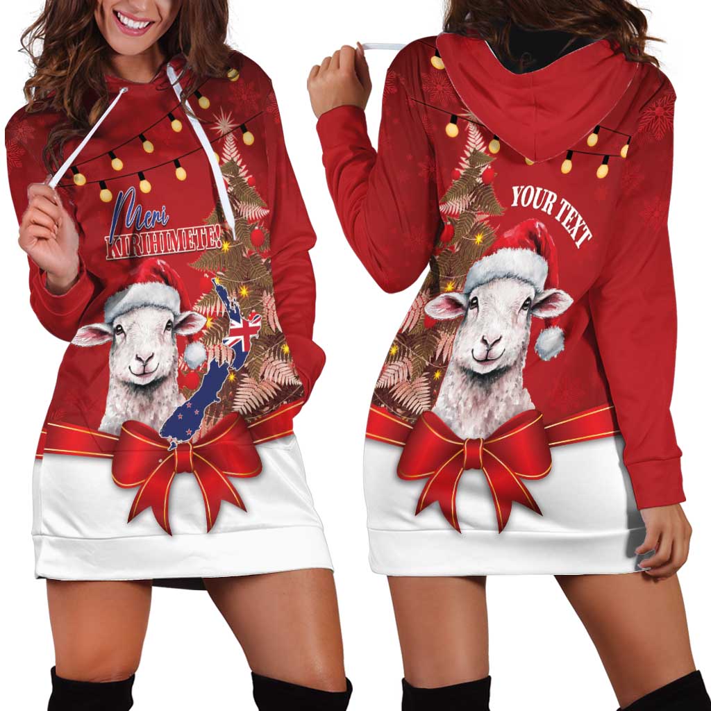 Personalized New Zealand Sheep Christmas Hoodie Dress Hipi Meri Kirihimete Silver Fern Xmas Tree - Aussie Hoodie