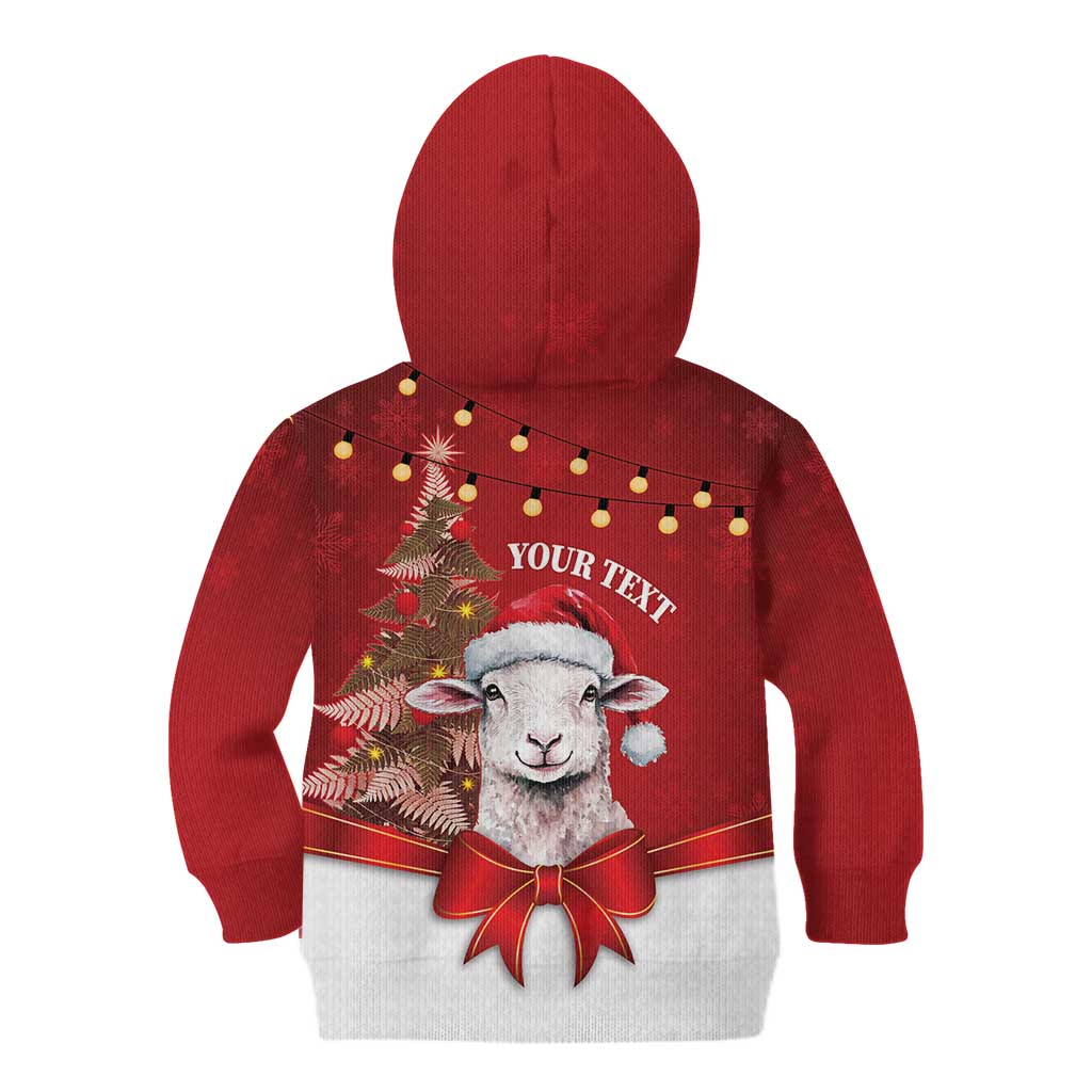 Personalized New Zealand Sheep Christmas Kid Hoodie Hipi Meri Kirihimete Silver Fern Xmas Tree - Aussie Hoodie