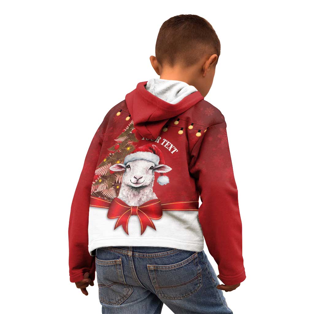 Personalized New Zealand Sheep Christmas Kid Hoodie Hipi Meri Kirihimete Silver Fern Xmas Tree - Aussie Hoodie