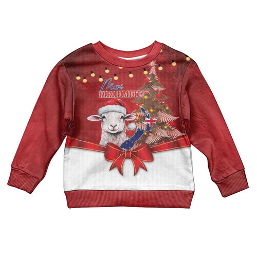 Personalized New Zealand Sheep Christmas Kid Ugly Christmas Sweater Hipi Meri Kirihimete Silver Fern Xmas Tree - Aussie Hoodie