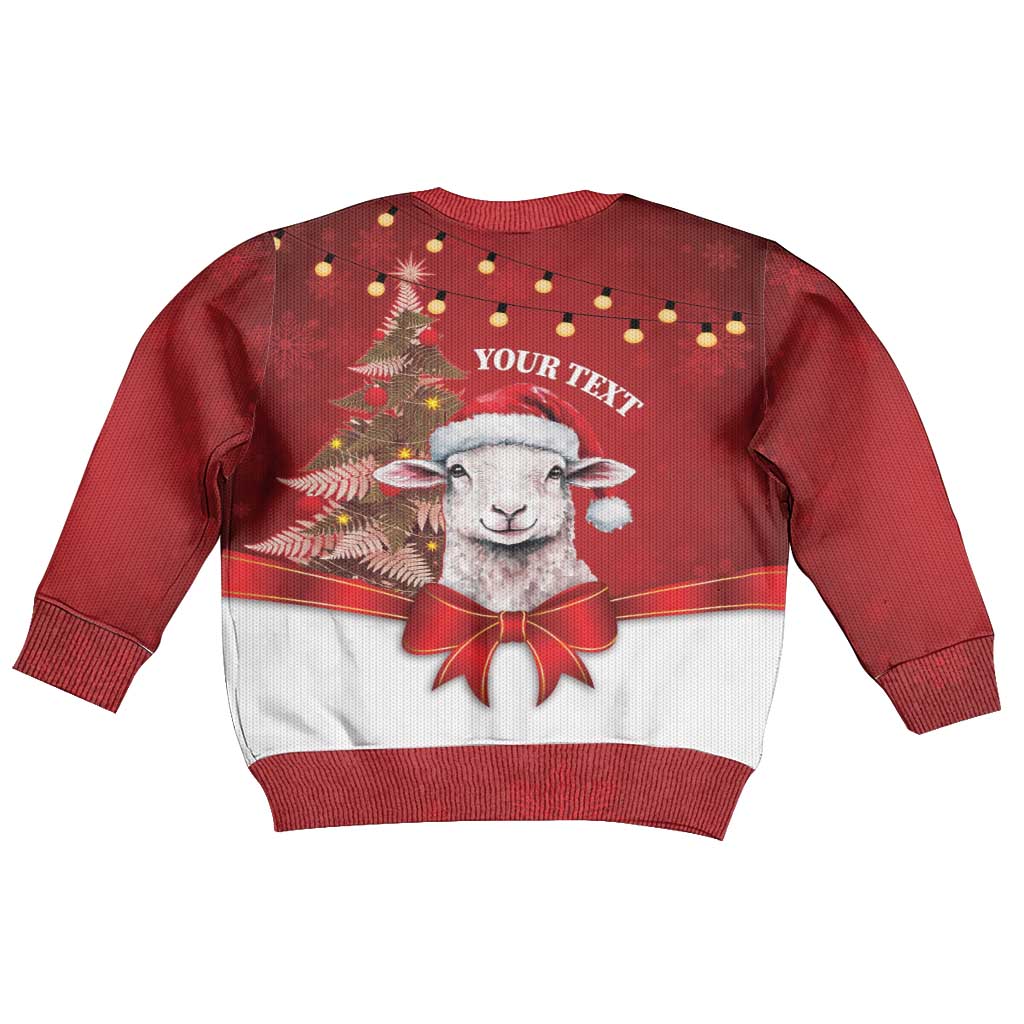Personalized New Zealand Sheep Christmas Kid Ugly Christmas Sweater Hipi Meri Kirihimete Silver Fern Xmas Tree - Aussie Hoodie