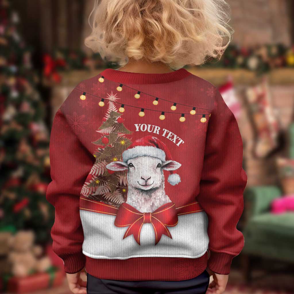 Personalized New Zealand Sheep Christmas Kid Ugly Christmas Sweater Hipi Meri Kirihimete Silver Fern Xmas Tree - Aussie Hoodie