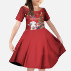 Personalized New Zealand Sheep Christmas Kid Short Sleeve Dress Hipi Meri Kirihimete Silver Fern Xmas Tree - Aussie Hoodie