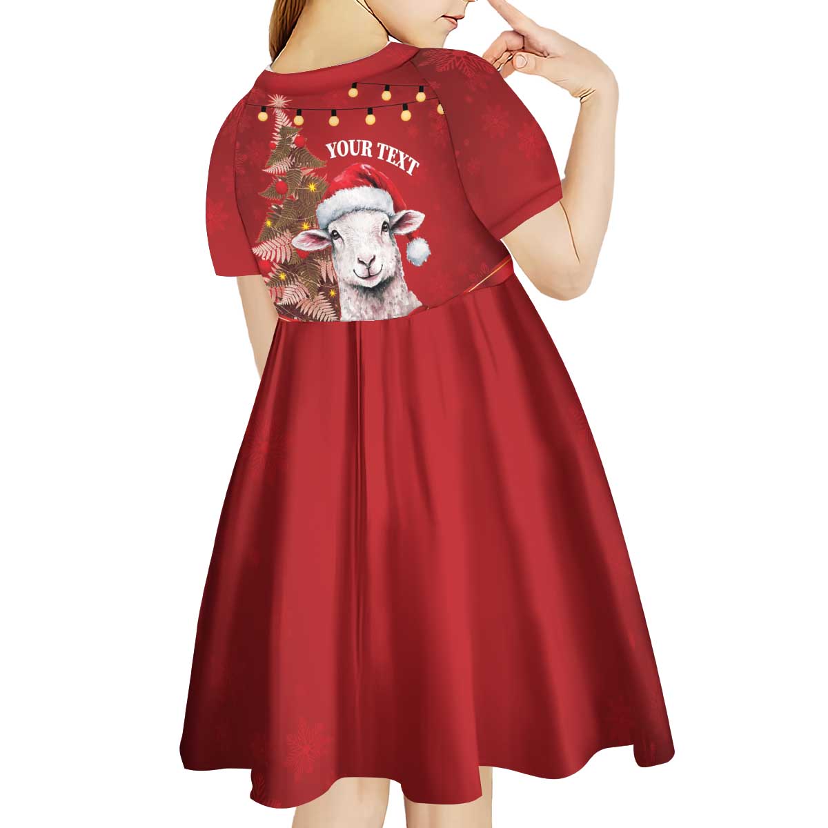 Personalized New Zealand Sheep Christmas Kid Short Sleeve Dress Hipi Meri Kirihimete Silver Fern Xmas Tree - Aussie Hoodie