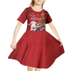 Personalized New Zealand Sheep Christmas Kid Short Sleeve Dress Hipi Meri Kirihimete Silver Fern Xmas Tree - Aussie Hoodie