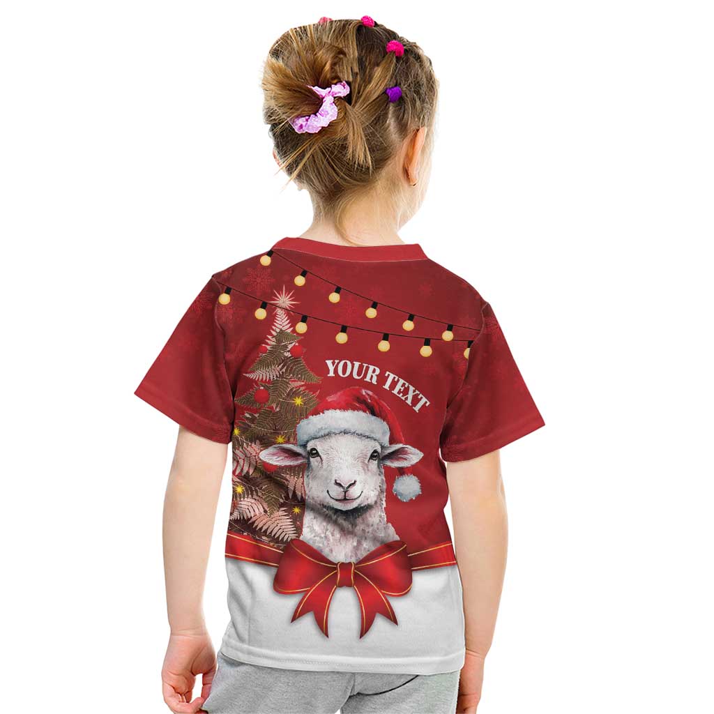 Personalized New Zealand Sheep Christmas Kid T Shirt Hipi Meri Kirihimete Silver Fern Xmas Tree - Aussie Hoodie