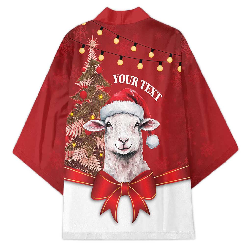Personalized New Zealand Sheep Christmas Kimono Hipi Meri Kirihimete Silver Fern Xmas Tree - Aussie Hoodie