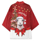 Personalized New Zealand Sheep Christmas Kimono Hipi Meri Kirihimete Silver Fern Xmas Tree - Aussie Hoodie