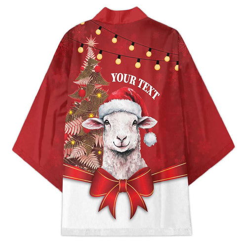 Personalized New Zealand Sheep Christmas Kimono Hipi Meri Kirihimete Silver Fern Xmas Tree - Aussie Hoodie