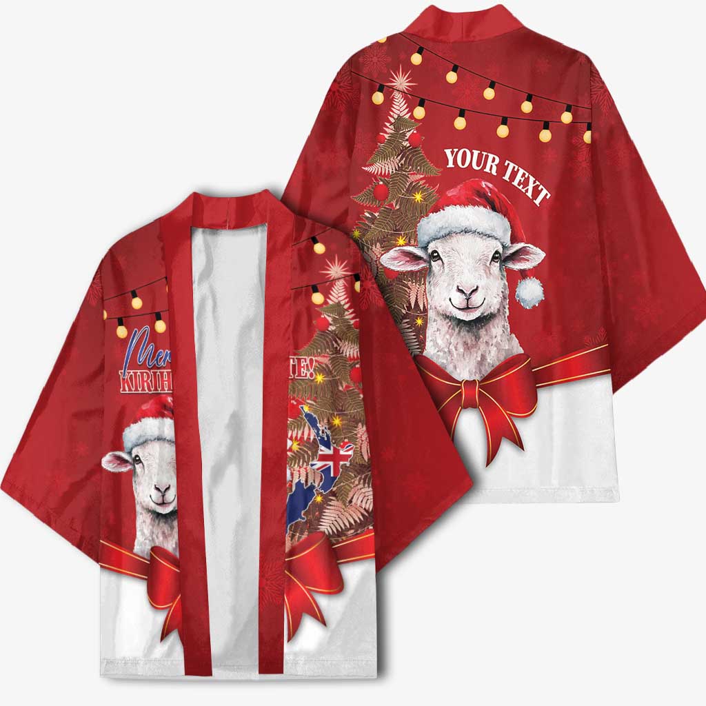 Personalized New Zealand Sheep Christmas Kimono Hipi Meri Kirihimete Silver Fern Xmas Tree - Aussie Hoodie