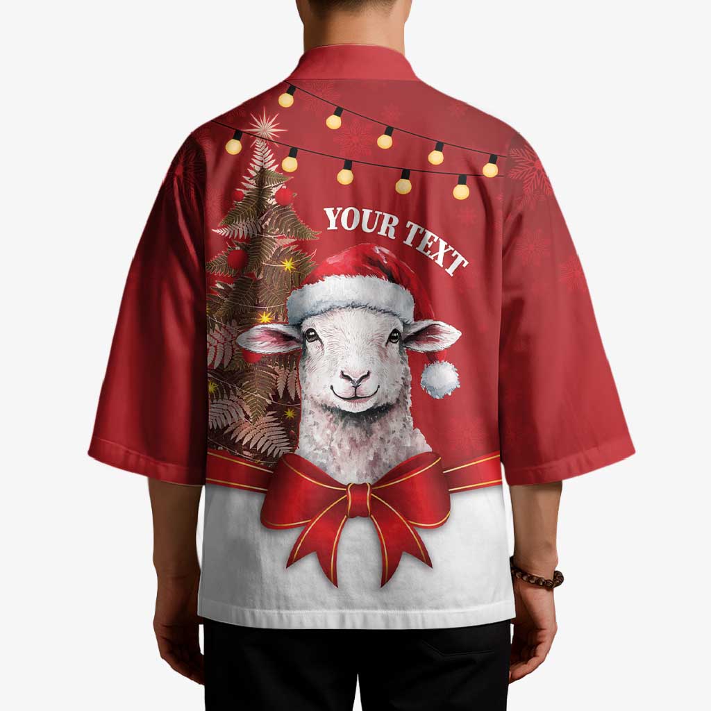 Personalized New Zealand Sheep Christmas Kimono Hipi Meri Kirihimete Silver Fern Xmas Tree - Aussie Hoodie