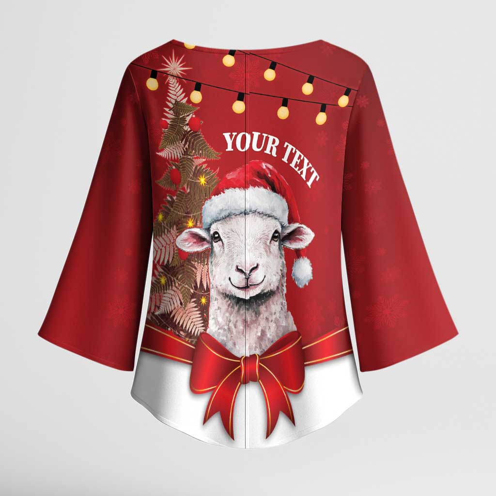 Personalized New Zealand Sheep Christmas Kimono Sleeve Blouse Hipi Meri Kirihimete Silver Fern Xmas Tree - Aussie Hoodie