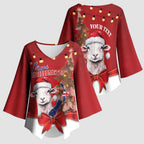 Personalized New Zealand Sheep Christmas Kimono Sleeve Blouse Hipi Meri Kirihimete Silver Fern Xmas Tree - Aussie Hoodie
