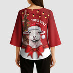 Personalized New Zealand Sheep Christmas Kimono Sleeve Blouse Hipi Meri Kirihimete Silver Fern Xmas Tree - Aussie Hoodie