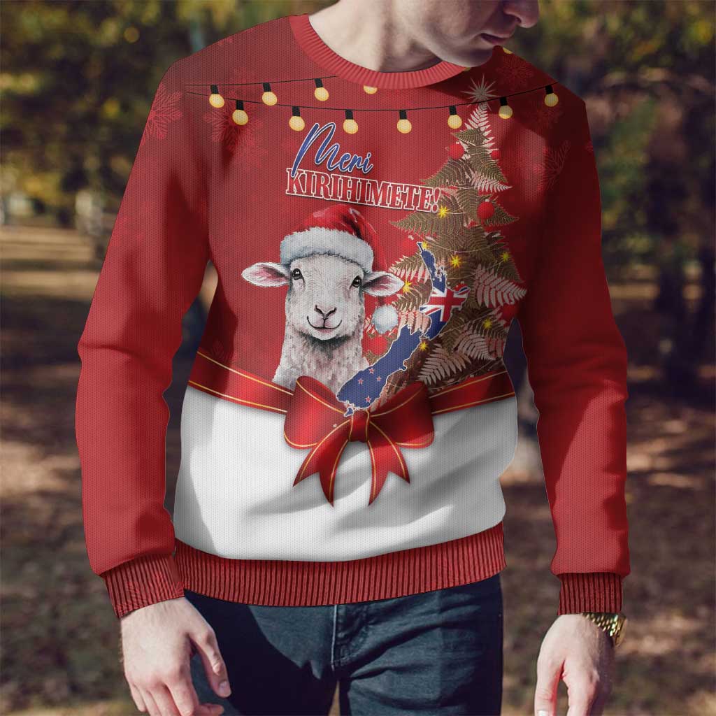 Personalized New Zealand Sheep Christmas Ugly Christmas Sweater Hipi Meri Kirihimete Silver Fern Xmas Tree - Aussie Hoodie