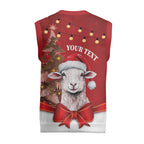 Personalized New Zealand Sheep Christmas Knitted V-Neck Vest Hipi Meri Kirihimete Silver Fern Xmas Tree - Aussie Hoodie