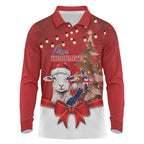 Personalized New Zealand Sheep Christmas Long Sleeve Polo Shirt Hipi Meri Kirihimete Silver Fern Xmas Tree - Aussie Hoodie