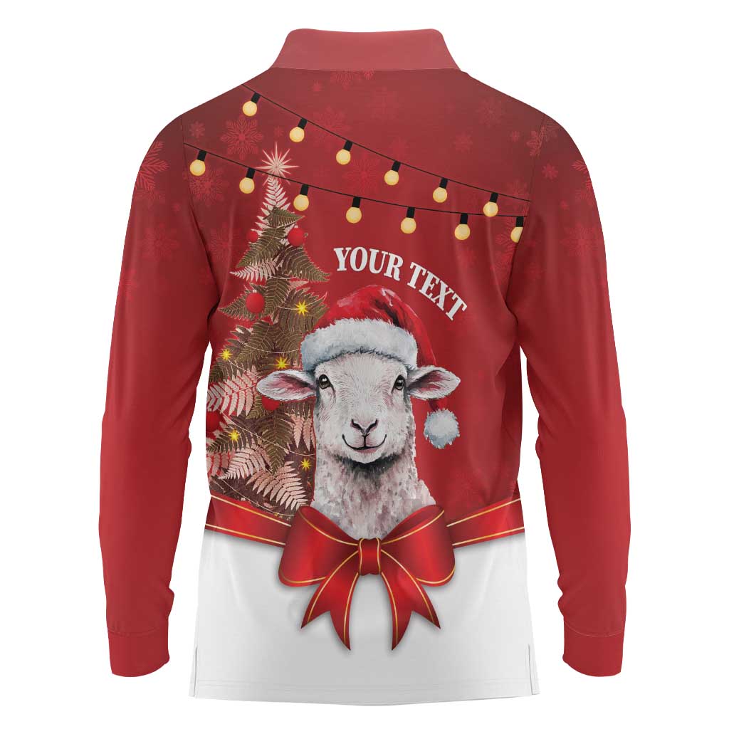 Personalized New Zealand Sheep Christmas Long Sleeve Polo Shirt Hipi Meri Kirihimete Silver Fern Xmas Tree - Aussie Hoodie