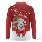 Personalized New Zealand Sheep Christmas Long Sleeve Polo Shirt Hipi Meri Kirihimete Silver Fern Xmas Tree - Aussie Hoodie