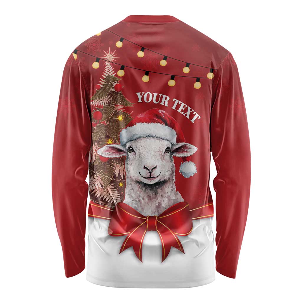 Personalized New Zealand Sheep Christmas Long Sleeve Shirt Hipi Meri Kirihimete Silver Fern Xmas Tree - Aussie Hoodie
