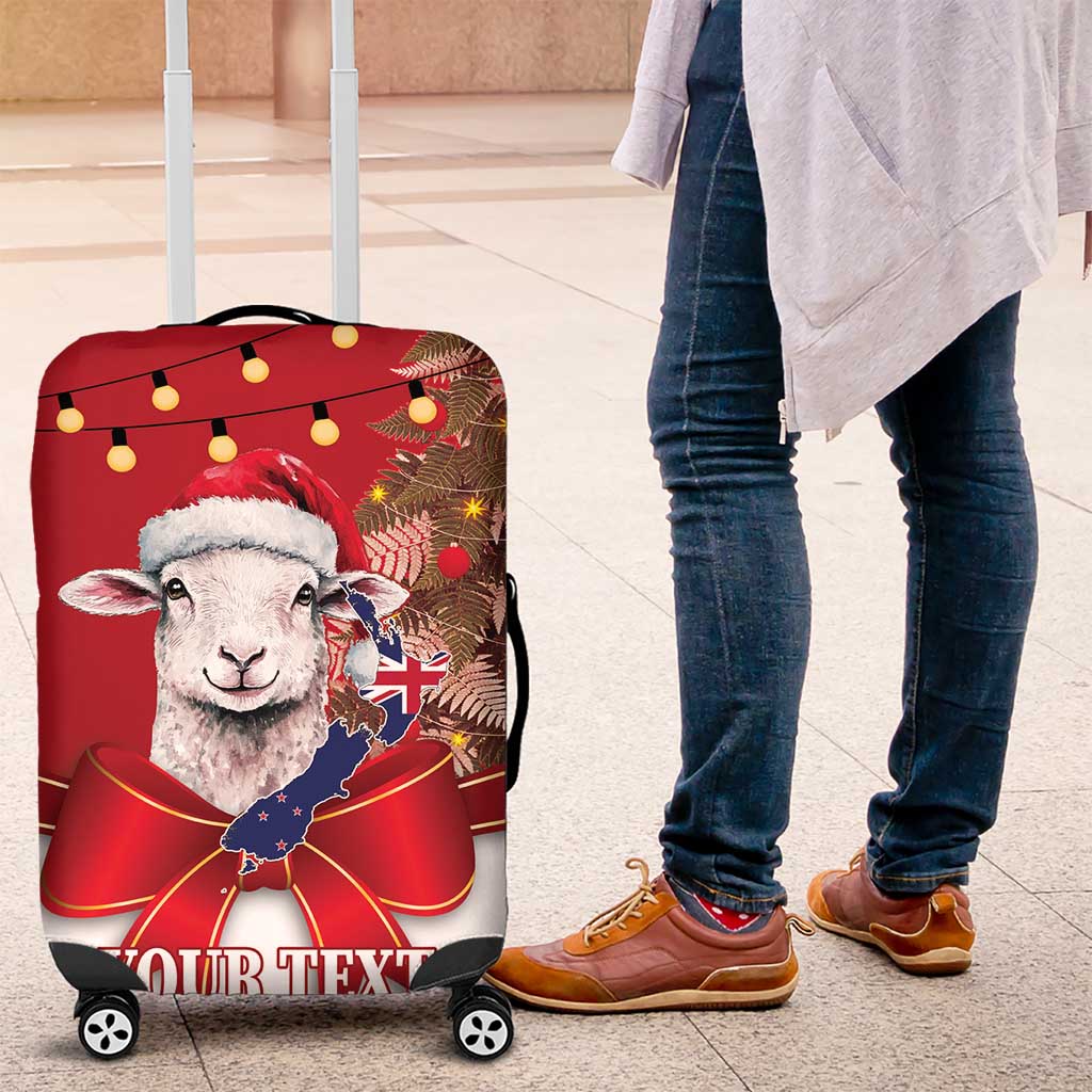 Personalized New Zealand Sheep Christmas Luggage Cover Hipi Meri Kirihimete Silver Fern Xmas Tree - Aussie Hoodie