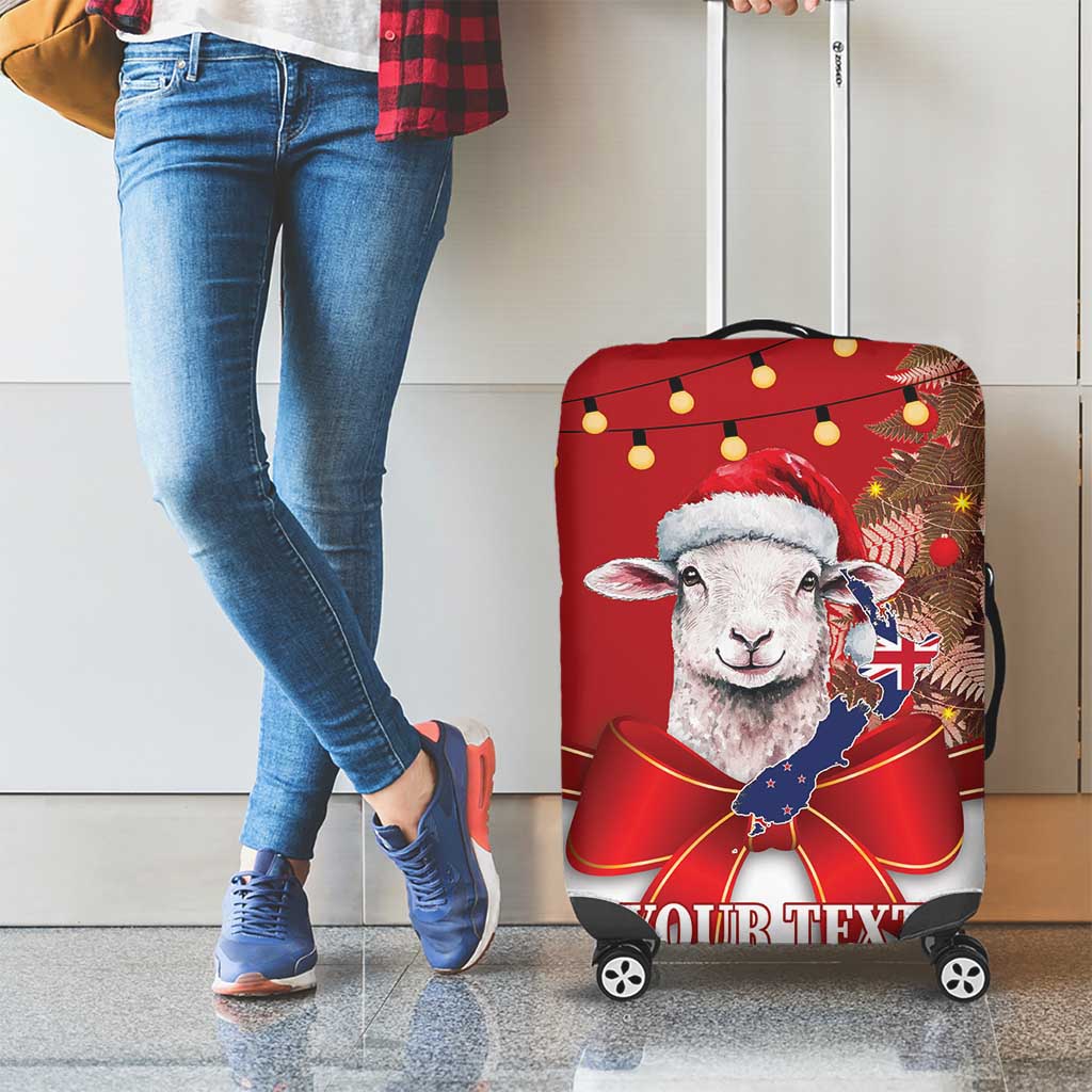 Personalized New Zealand Sheep Christmas Luggage Cover Hipi Meri Kirihimete Silver Fern Xmas Tree - Aussie Hoodie
