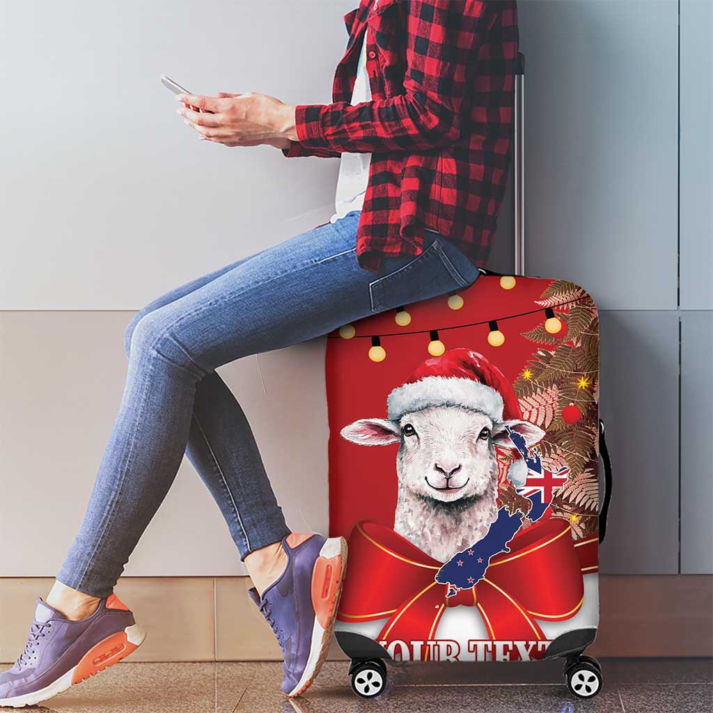 Personalized New Zealand Sheep Christmas Luggage Cover Hipi Meri Kirihimete Silver Fern Xmas Tree - Aussie Hoodie