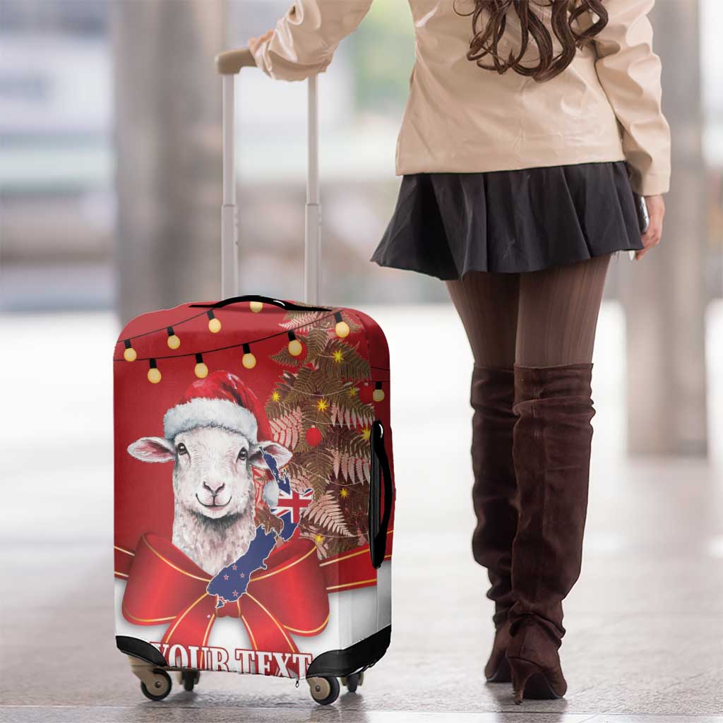 Personalized New Zealand Sheep Christmas Luggage Cover Hipi Meri Kirihimete Silver Fern Xmas Tree - Aussie Hoodie