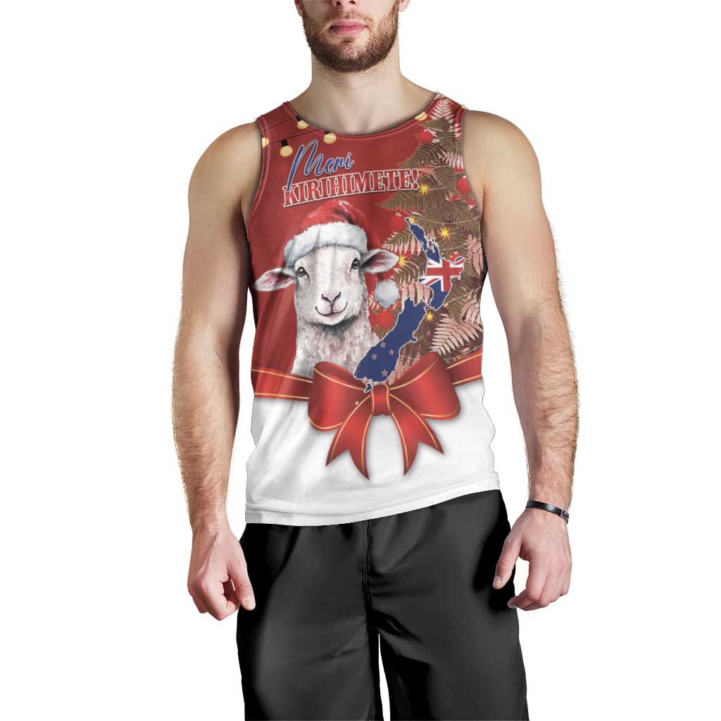 Personalized New Zealand Sheep Christmas Men Tank Top Hipi Meri Kirihimete Silver Fern Xmas Tree - Aussie Hoodie