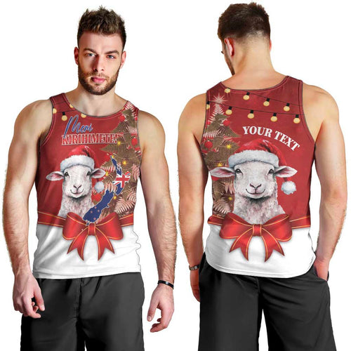 Personalized New Zealand Sheep Christmas Men Tank Top Hipi Meri Kirihimete Silver Fern Xmas Tree - Aussie Hoodie