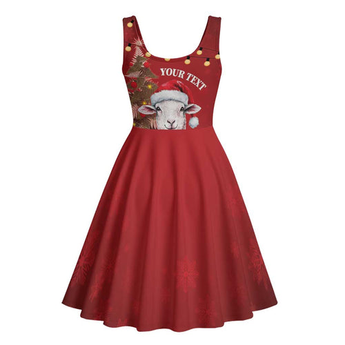 Personalized New Zealand Sheep Christmas Midi Dress Hipi Meri Kirihimete Silver Fern Xmas Tree - Aussie Hoodie
