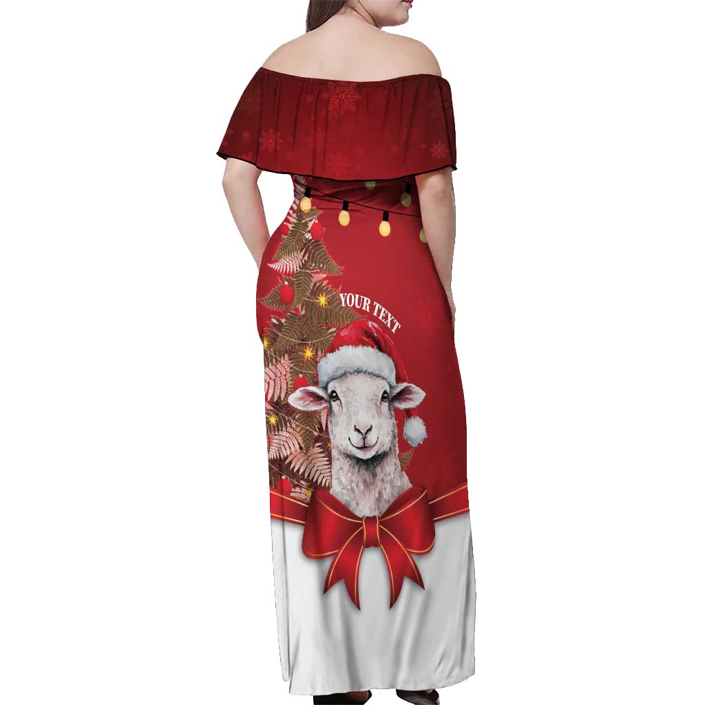 Personalized New Zealand Sheep Christmas Off Shoulder Maxi Dress Hipi Meri Kirihimete Silver Fern Xmas Tree - Aussie Hoodie