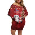 Personalized New Zealand Sheep Christmas Off Shoulder Short Dress Hipi Meri Kirihimete Silver Fern Xmas Tree - Aussie Hoodie