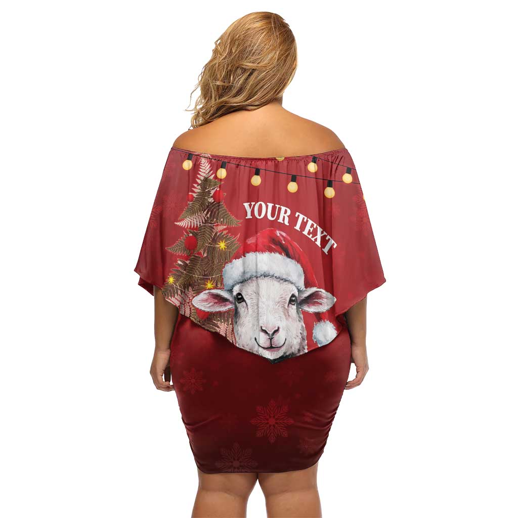 Personalized New Zealand Sheep Christmas Off Shoulder Short Dress Hipi Meri Kirihimete Silver Fern Xmas Tree - Aussie Hoodie