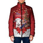 Personalized New Zealand Sheep Christmas Padded Jacket Hipi Meri Kirihimete Silver Fern Xmas Tree - Aussie Hoodie