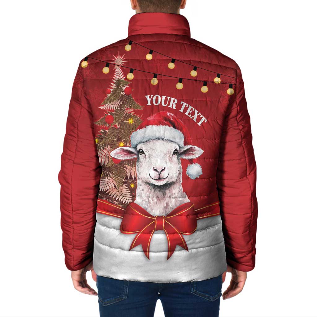 Personalized New Zealand Sheep Christmas Padded Jacket Hipi Meri Kirihimete Silver Fern Xmas Tree - Aussie Hoodie