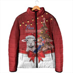 Personalized New Zealand Sheep Christmas Padded Jacket Hipi Meri Kirihimete Silver Fern Xmas Tree - Aussie Hoodie