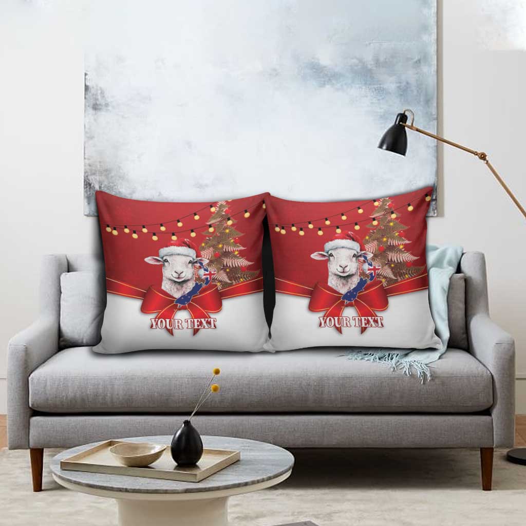 Personalized New Zealand Sheep Christmas Pillow Cover Hipi Meri Kirihimete Silver Fern Xmas Tree - Aussie Hoodie