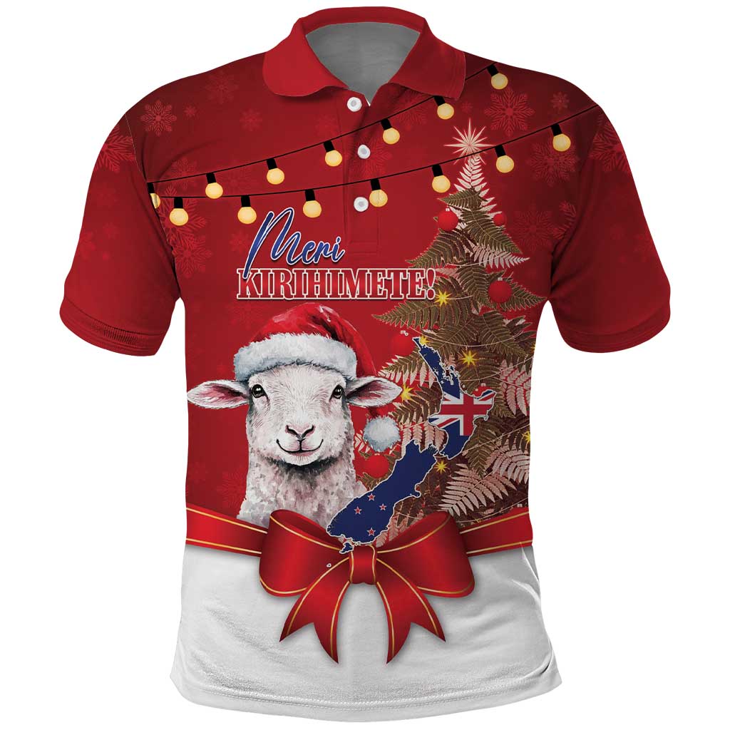 Personalized New Zealand Sheep Christmas Polo Shirt Hipi Meri Kirihimete Silver Fern Xmas Tree - Aussie Hoodie